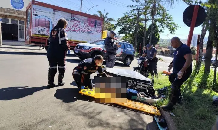 Motociclista com fratura exposta após acidente no Castelo Branco