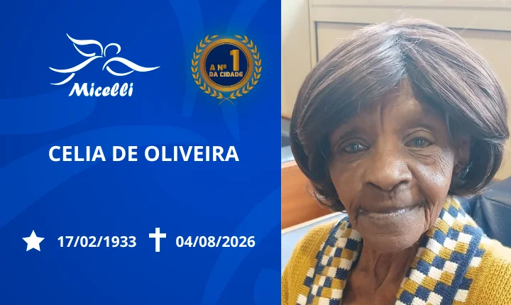 O GRUPO MICELLI COMUNICA O FALECIMENTO DA SRA. CELIA DE OLIVEIRA.