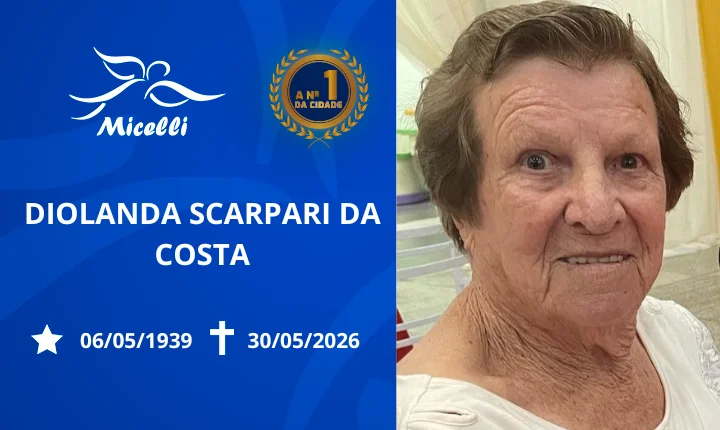 O GRUPO MICELLI COMUNICA O FALECIMENTO DA SRA. DIOLANDA SCARPARI DA COSTA.