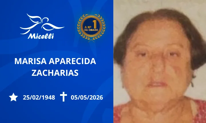 O GRUPO MICELLI COMUNICA O FALECIMENTO DA SRA. MARISA APARECIDA ZACHARIAS.