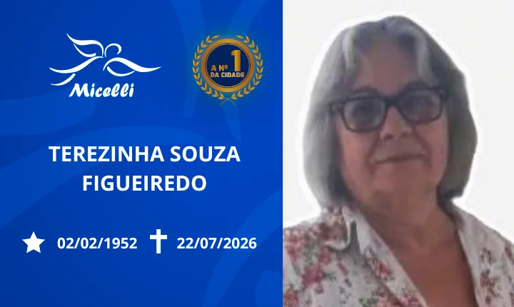 O GRUPO MICELLI COMUNICA O FALECIMENTO DA SRA. TEREZINHA SOUZA FIGUEIREDO.