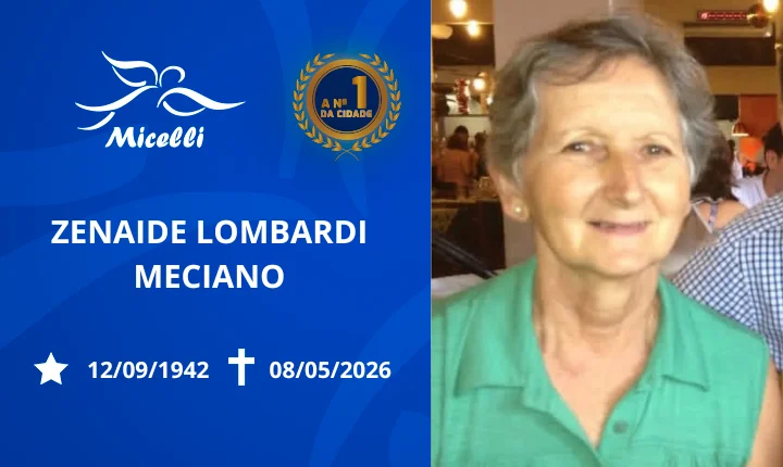 O GRUPO MICELLI COMUNICA O FALECIMENTO DA SRA. ZENAIDE LOMBARDI MECIANO.