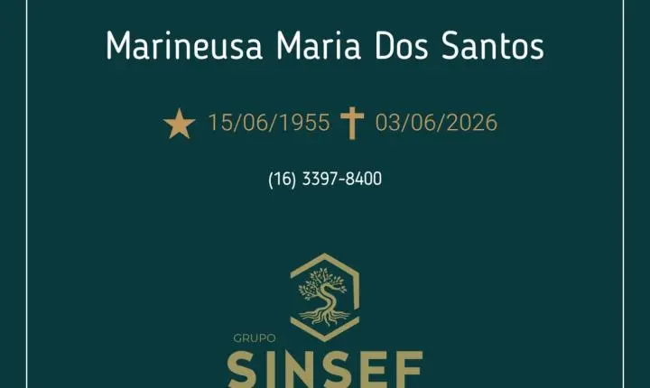 O Grupo Sinsef comunica o falecimento da Sra. Marineusa Maria dos Santos 