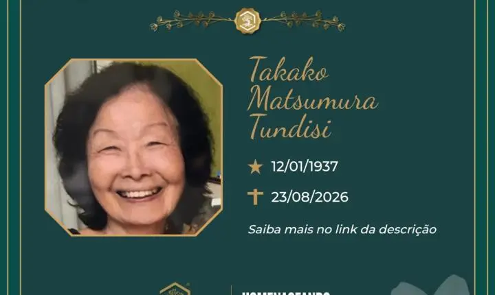 O Grupo Sinsef comunica o falecimento da Sra. Takako Matsumura Tundisi 