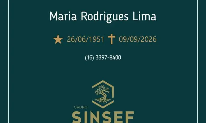 O Grupo Sinsef se despede da Sra. Maria Rodrigues Lima