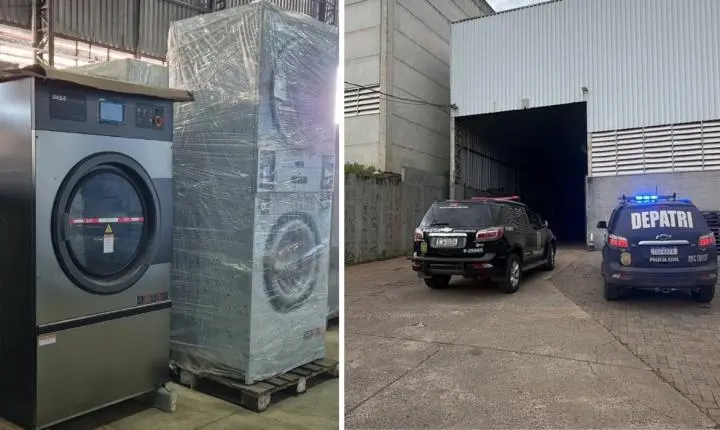 Operação policial busca máquinas de lavanderia em SP