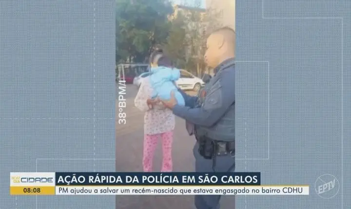 Policiais da Rocam salvam bebê engasgado em São Carlos
