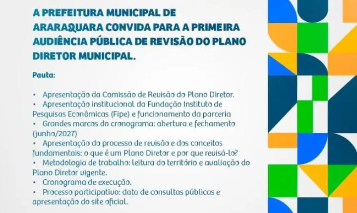 Prefeitura de Araraquara anuncia audiência pública para revisão do Plano Diretor