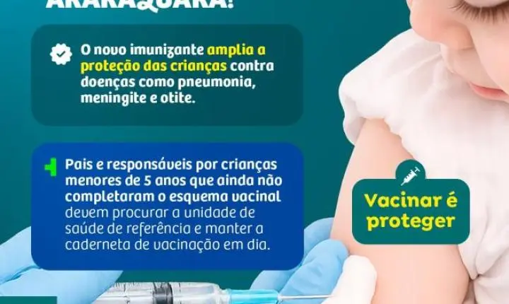 Araraquara oferece vacina Pneumo 20 para proteção infantil contra doenças graves