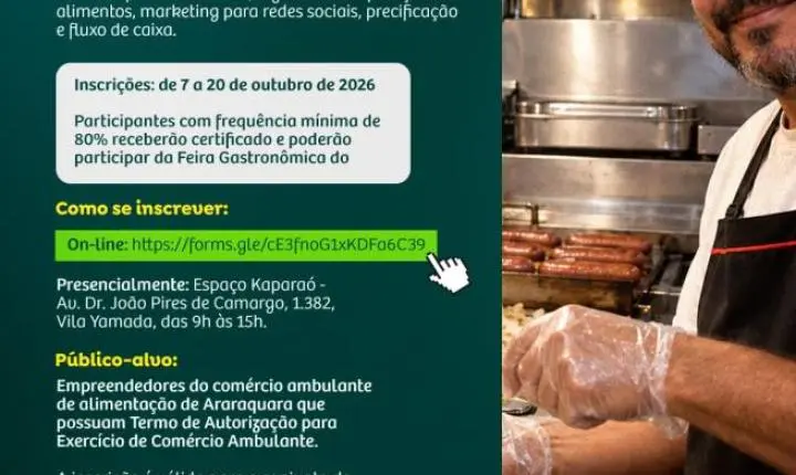 Prefeitura de Araraquara e Sebrae-SP abrem vagas para comércio ambulante