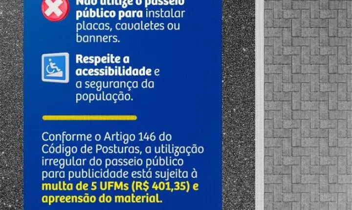 Prefeitura de Araraquara alerta comerciantes sobre proibição de placas em calçadas