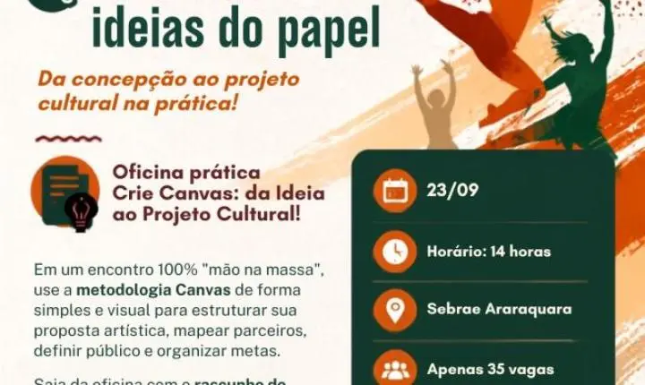 Sebrae oferece palestras e oficinas culturais gratuitas em Araraquara