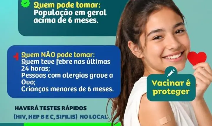 Praça Santa Cruz sedia ação de vacinação contra a gripe e testes rápidos no sábado (25)
