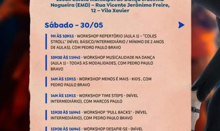 Semana do Sapateado de Araraquara oferece workshops gratuitos com nomes renomados